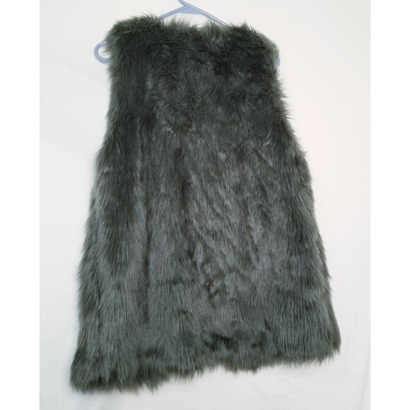 Daisy Fuentes Women's Gray Faux Fur Vest Open Front Fully Lined 2 Pockets Size L - Picture 2 of 6